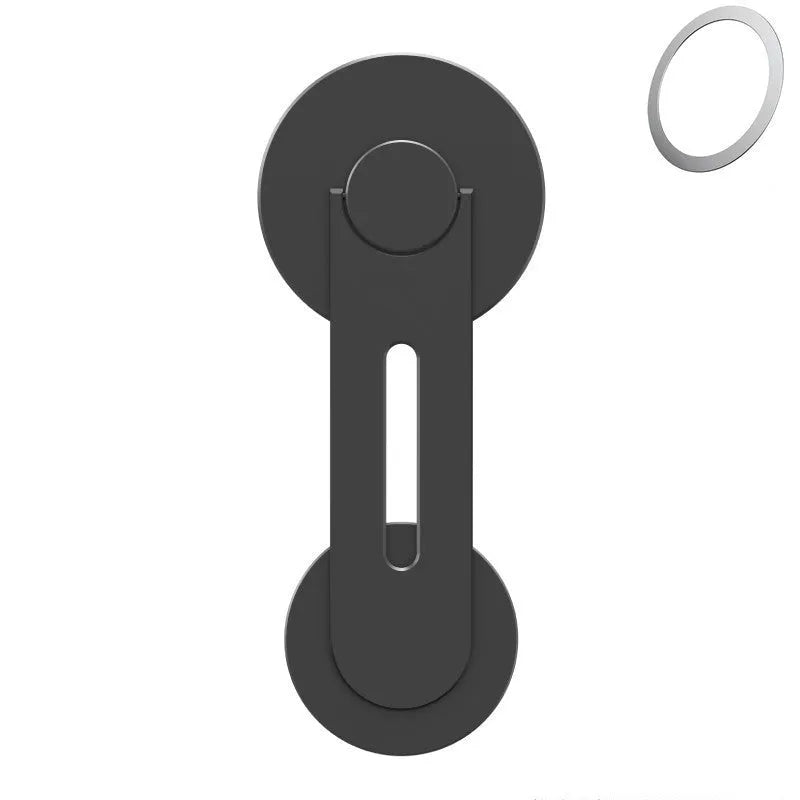 Silver magnetic phone holder for Tesla cars, showing its slim profile and 180-degree flip mechanism.