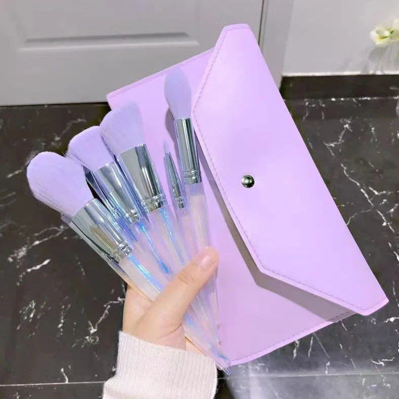 10 nylon makeup brushes with plastic handles and storage bag for beginner makeup application