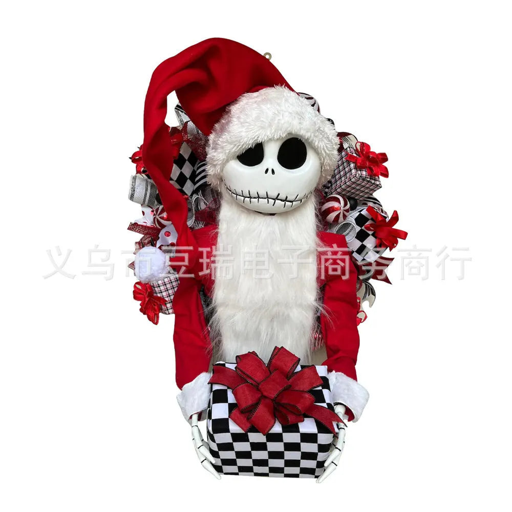 Garland with Jack doll three-dimensional wooden cloth decoration for European American holiday family show window