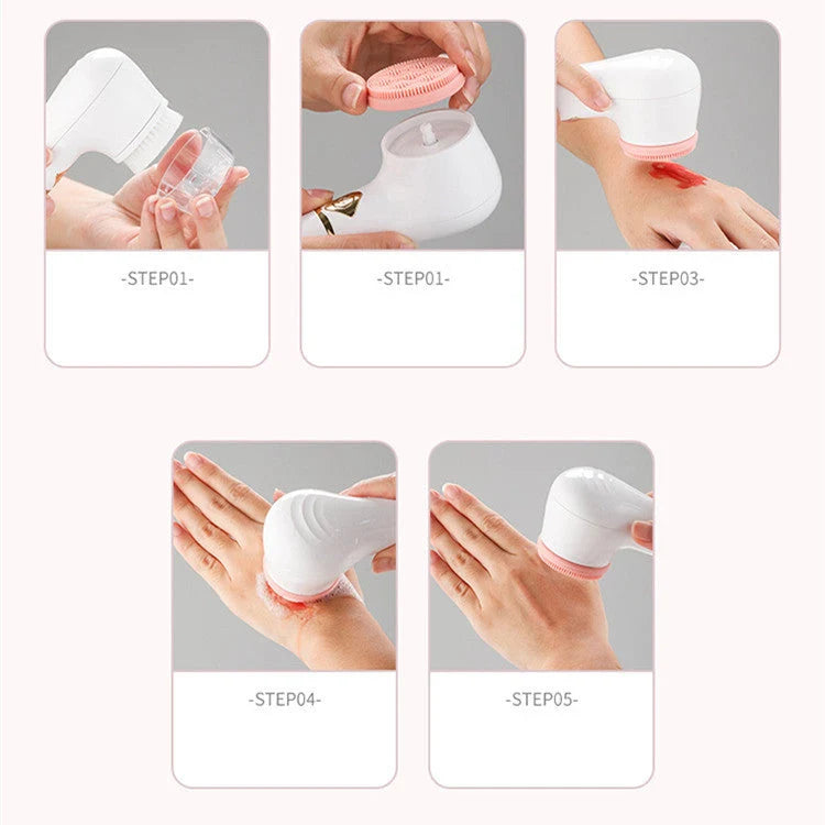 Rechargeable electric facial cleanser with vibration for deep pore cleansing