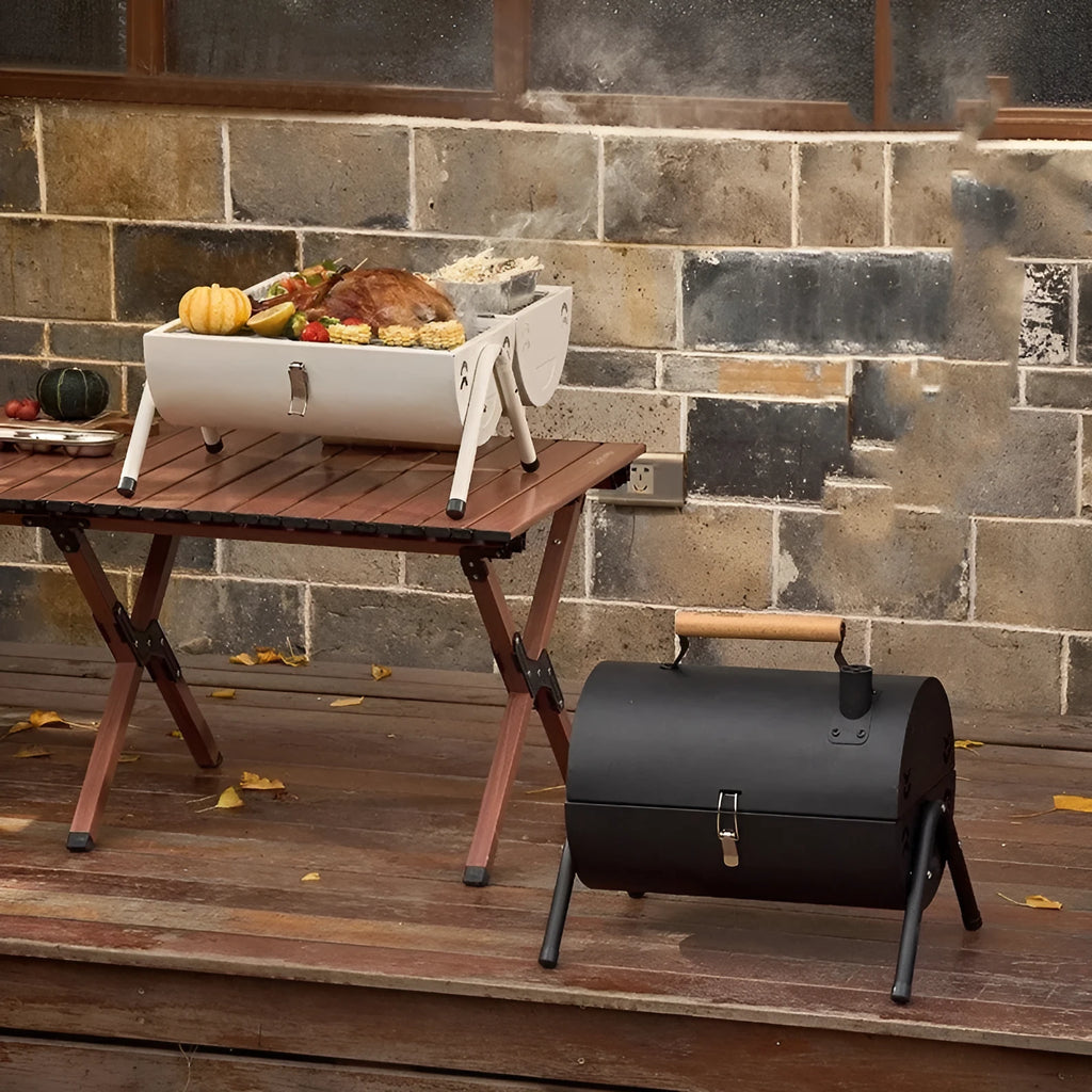 White round chimney oven portable barbecue grill for frying and baking