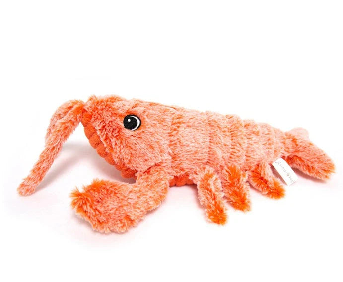 USB rechargeable interactive cat toy with lifelike jumping lobster design and swinging tail action