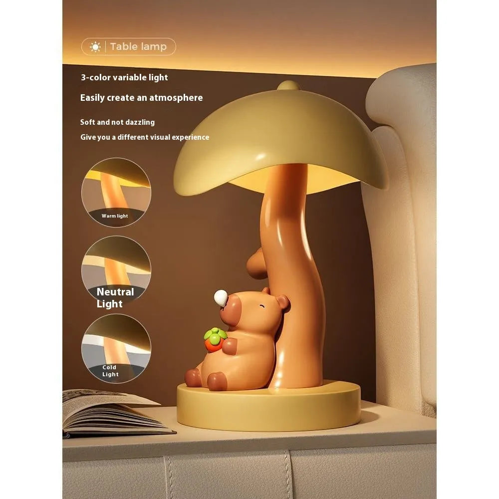 Capabala resin table lamp in khaki colour on a desktop as decoration
