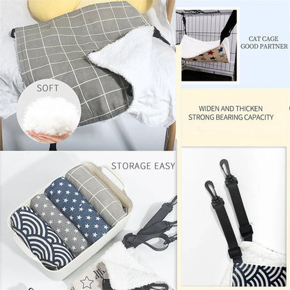 Lamb Fleece Cat Hanging Bed in various colors and sizes, perfect for indoor pet comfort