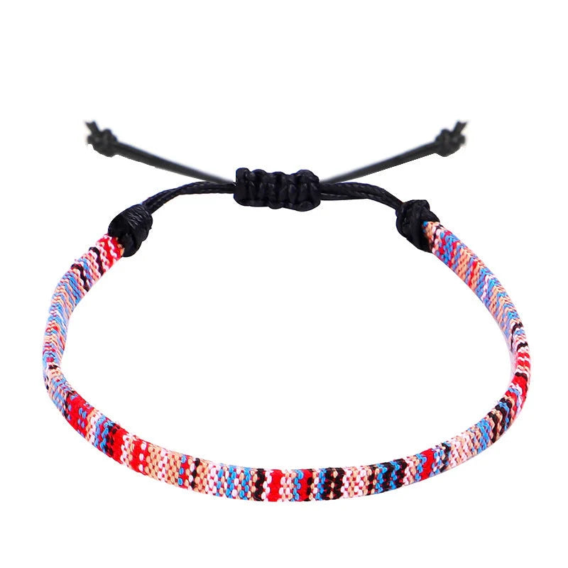 Hand woven rainbow colour bohemian style anklet for men and women