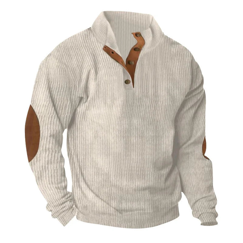 Corduroy casual stand collar long-sleeved sweater in various colours