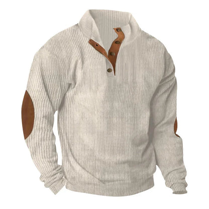 Corduroy casual stand collar long-sleeved sweater in various colours