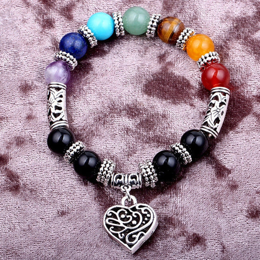 Seven Chakra Yoga Energy Bracelet with adjustable length for spiritual alignment