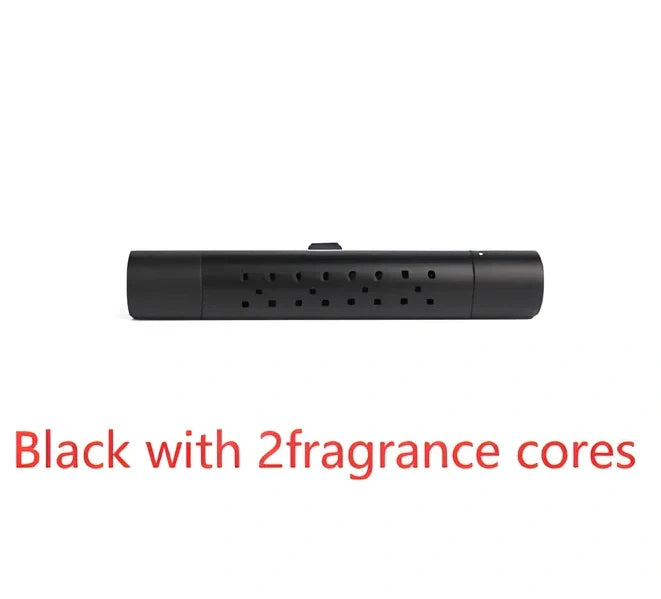 Silver aluminium alloy car vent clip-on air freshener, 83x13mm size, 46g, with replaceable fragrance cores