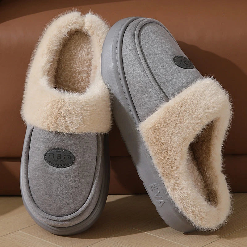 Cozy plush slippers for men in a variety of colors, featuring premium suede upper and rubber non-slip sole for indoor comfort and style
