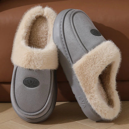 Cozy plush slippers for men in a variety of colors, featuring premium suede upper and rubber non-slip sole for indoor comfort and style