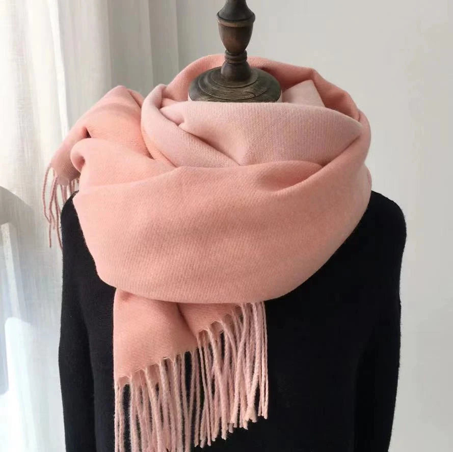 Double-sided artificial Australian wool scarf shawl in various colours for winter warmth