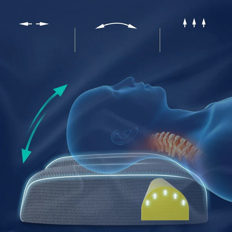 Adjustable memory foam massage pillow with contoured design for neck pain relief and customizable comfort