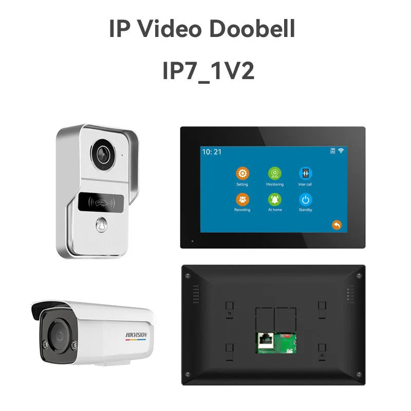 10-inch video intercom doorbell system with outdoor camera unit and installation kit