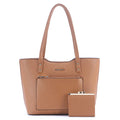 Large-capacity soft-surface texture shoulder handbag in artificial PU, shown in beige colour