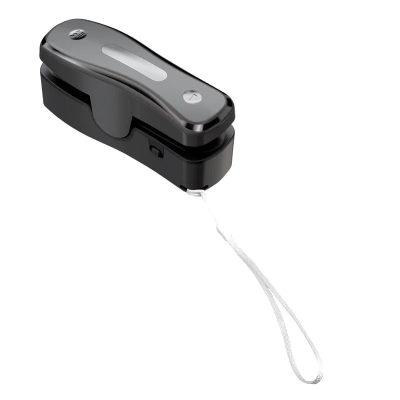 Portable USB mini sealer machine in black or milky white for kitchen food preservation