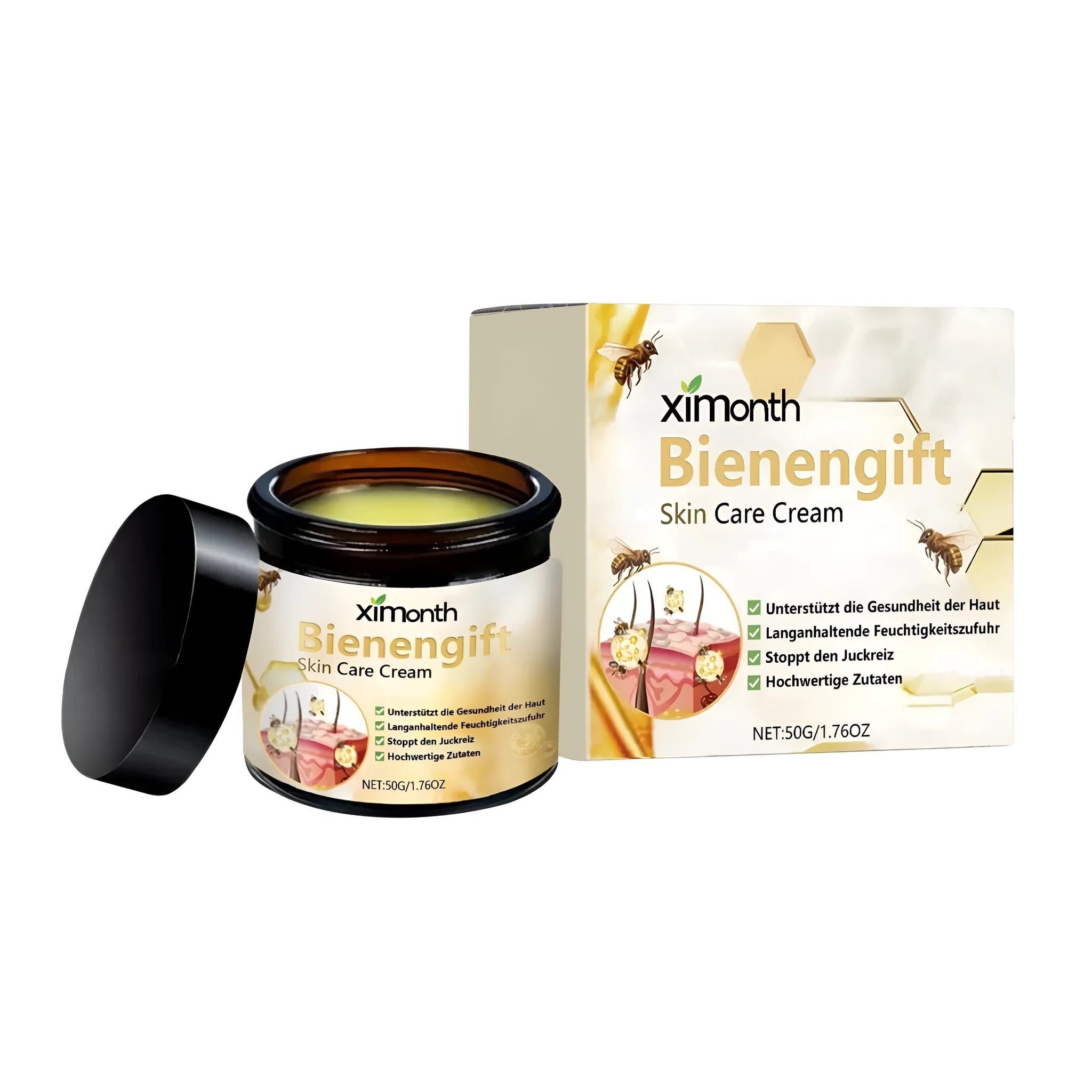 50g jar of skin care cream with mint, bee venom and tea tree oil
