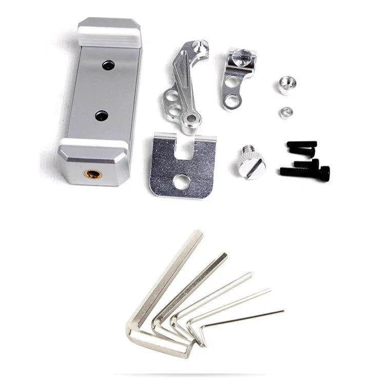 Silver metal mobile phone holder with tongs for car dashboard mounting
