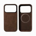 Alcantara magnetic iPhone 17 case in wine red colour showing shockproof protective design