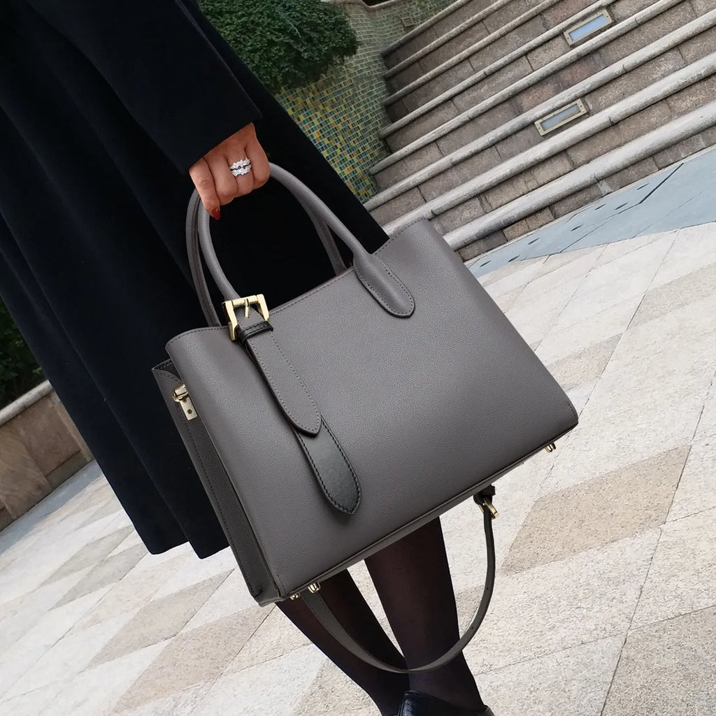 Niche contrast colour one shoulder western style genuine leather bag in Lotus Pink, horizontal square shape with slit pocket