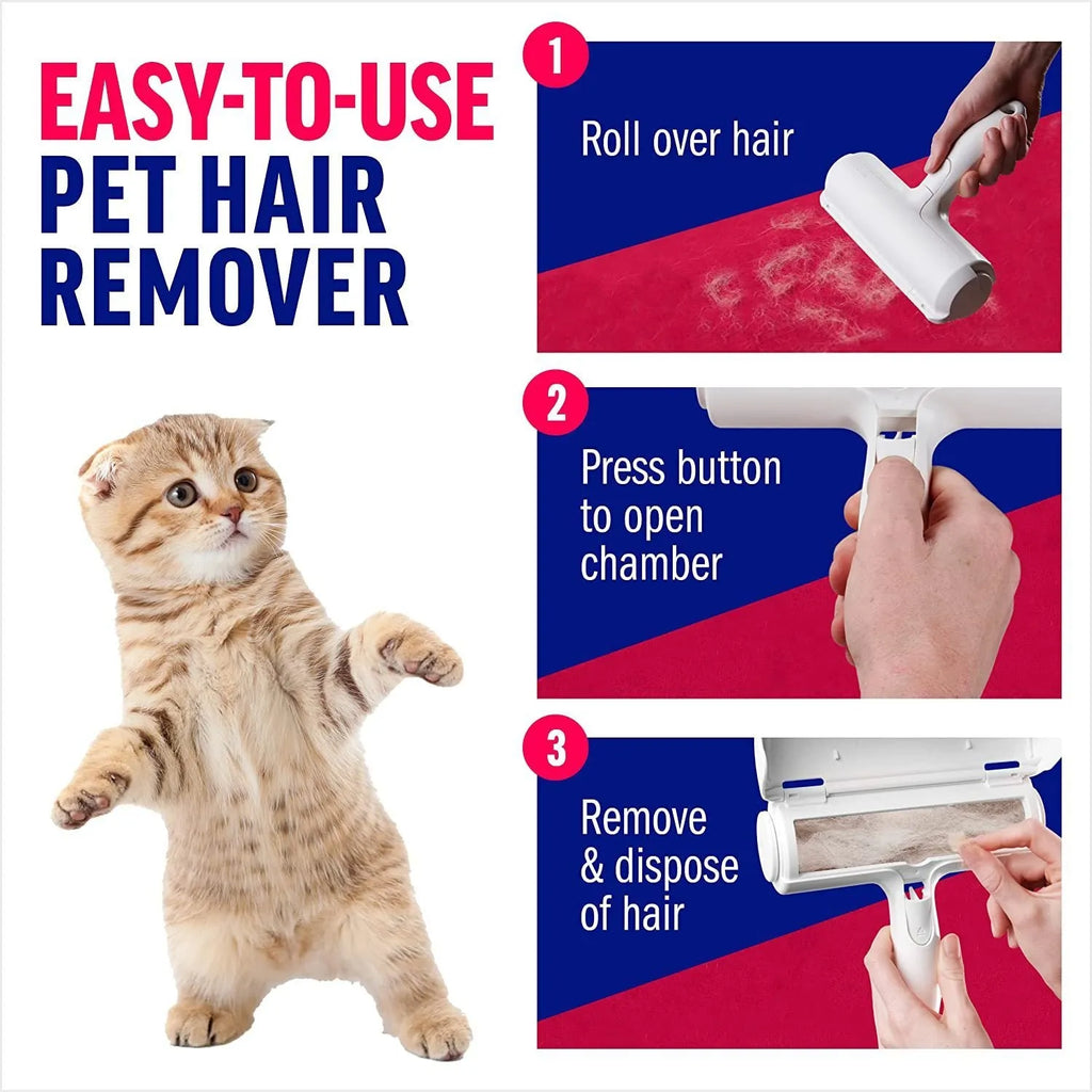 White plastic pet hair picker roller for removing dog and cat fur from fabrics