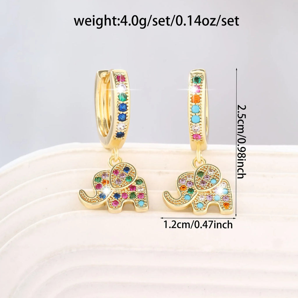 Women's copper earrings with zircon inlay, irregular animal shape, electroplated finish, light luxury design