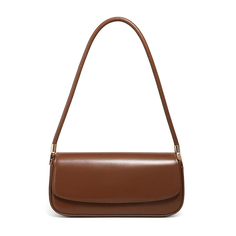 Genuine leather women's saddle bag in caramel, horizontal square shape with double straps