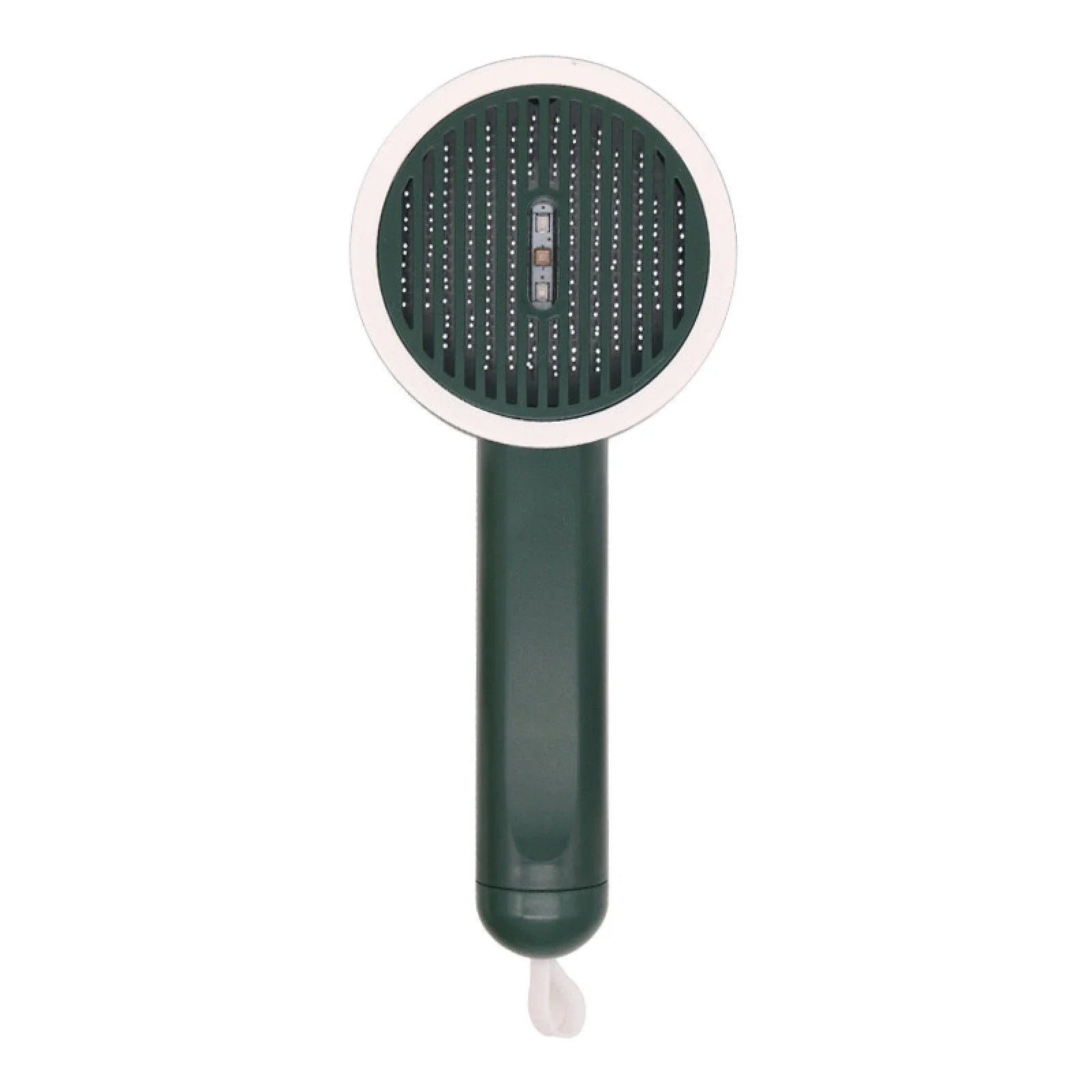 Rechargeable pet grooming brush with UV-C sterilization and automatic hair collection