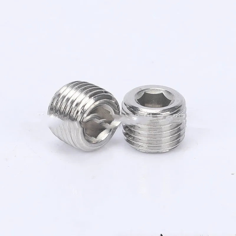 Stainless steel hexagon bulkhead plug for 3/8 series pipe connections