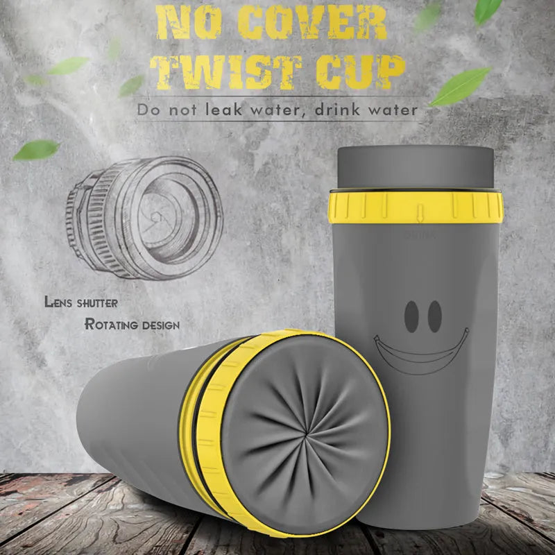 Cartoon pattern double-wall insulation travel tumbler with twist-top silicone seal and straw