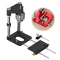 Alloy steel woodworking drill locator with red polymer handle on a wooden surface