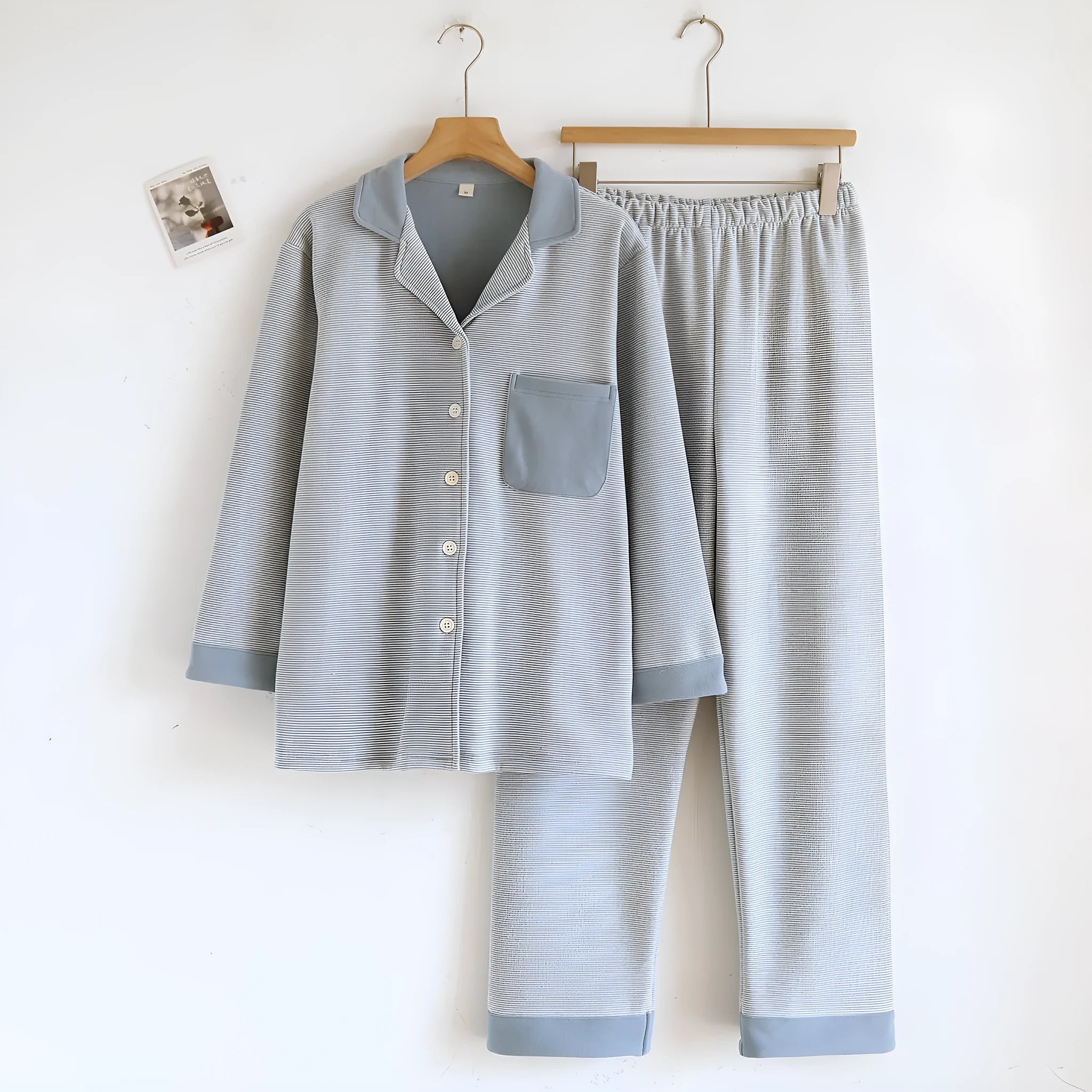 Simple casual loose long-sleeve pants homewear set in spandex for women, available in multiple colours and sizes