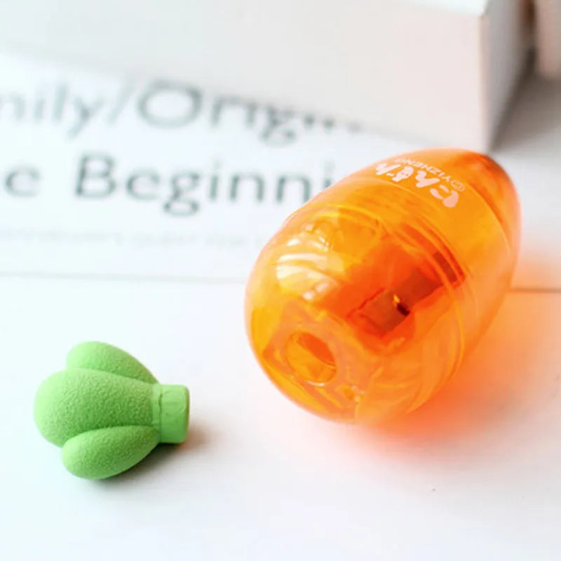 Carrot pencil sharpener with plastic construction measuring 7cm long