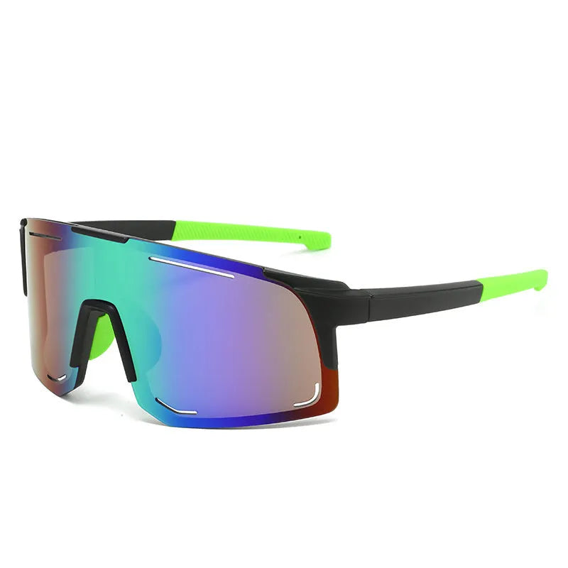 Square frame cycling sunglasses in C1 black frame with full grey film, conventional size, unisex street style