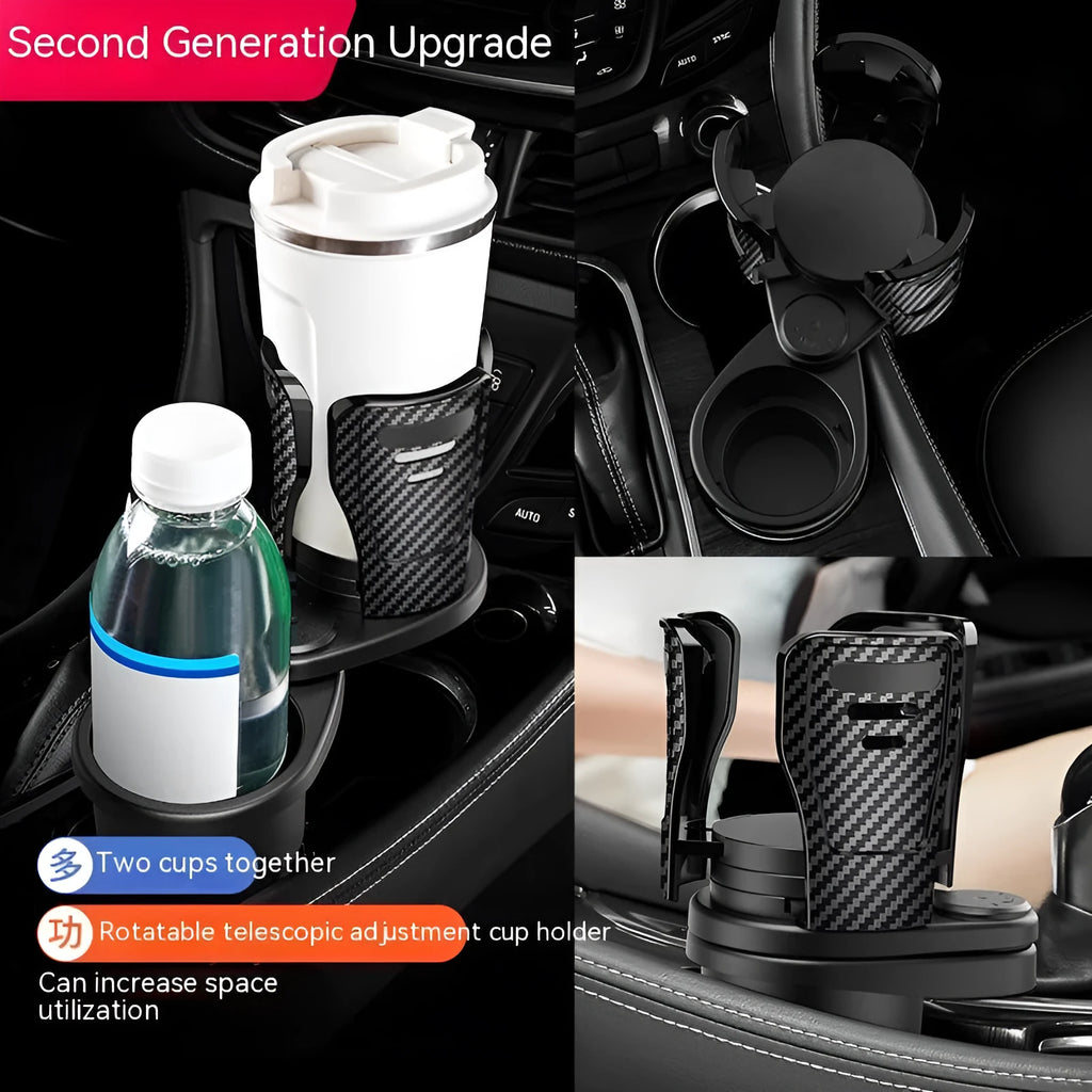 Car cup holder modification kit in ABS plastic with carbon fibre finish