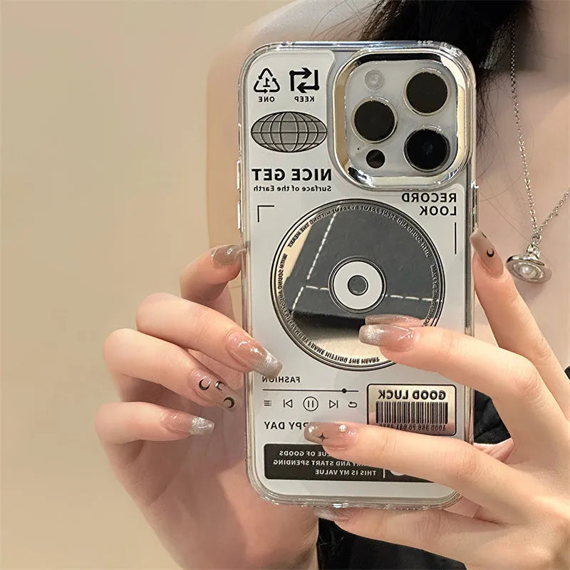 Three-in-one mirror phone case for Apple iPhone, transparent TPU back cover with painted mirror finish