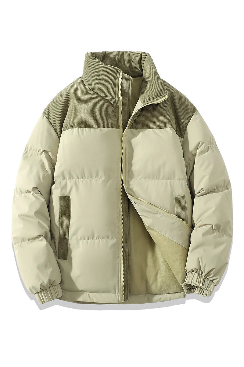 Winter Stand Collar Contrast-coloured Cotton Padded Jacket for Men and Women