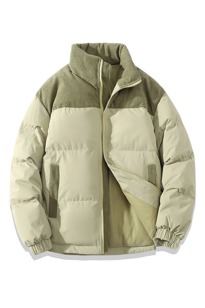 Winter Stand Collar Contrast-coloured Cotton Padded Jacket for Men and Women