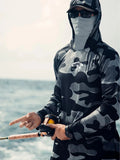 Huk men's long sleeve fishing shirt with mesh side panels and crew neck