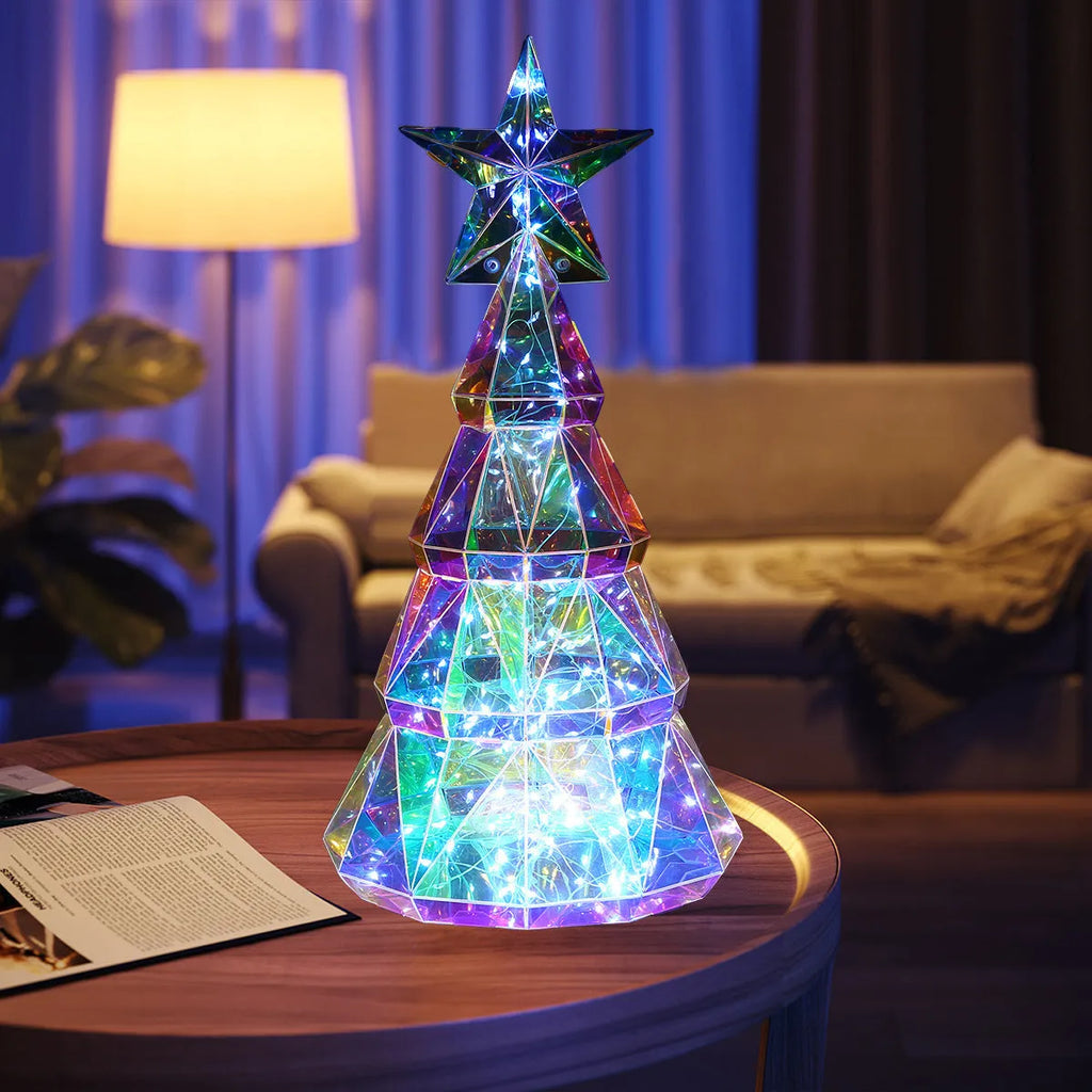 Colourful Christmas tree luminous toy decoration with cartoon style, 20cm tall