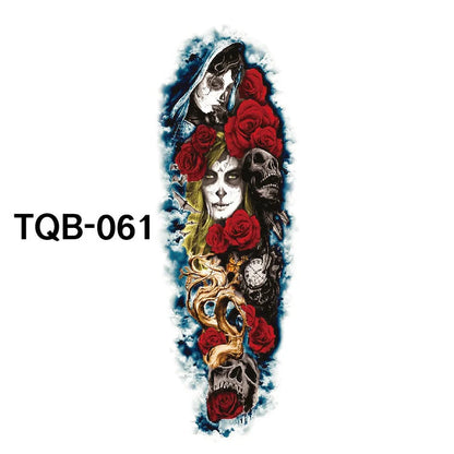 Waterproof full arm tattoo sticker with vibrant designs for temporary body art