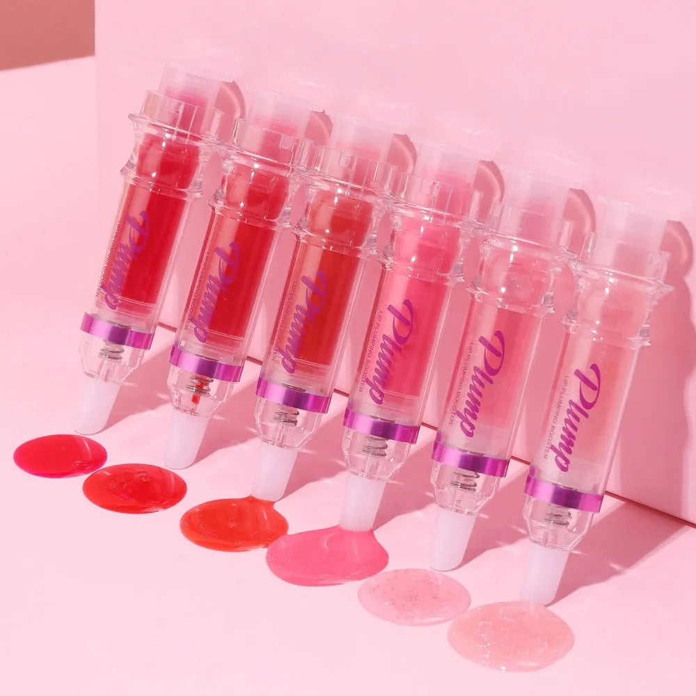 Tube of moisturising lip gloss in a shade from the six-colour range, showing glossy finish.