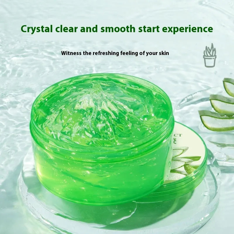 300g jar of aloe vera gel with a spoon for facial acne control and moisturising.