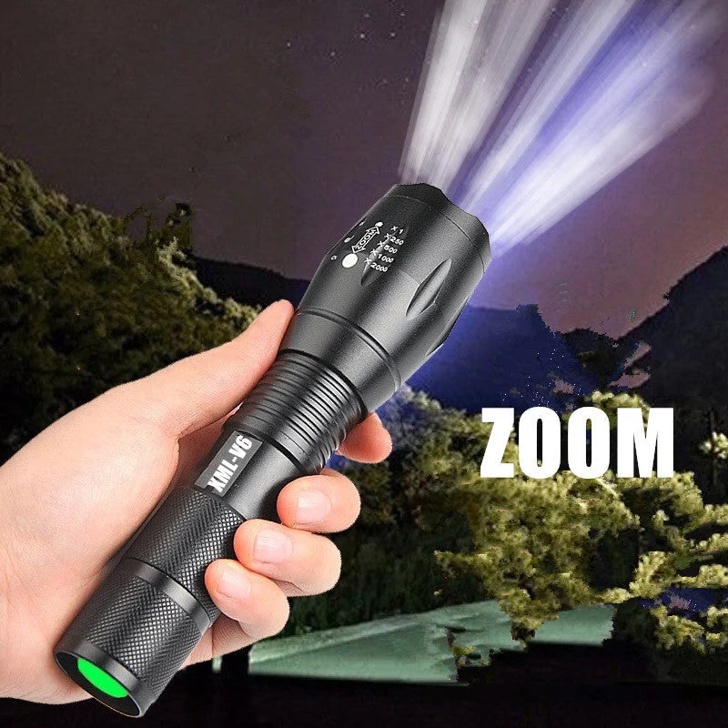 Portable Mini LED Zoom Flashlight with adjustable focus for outdoor use