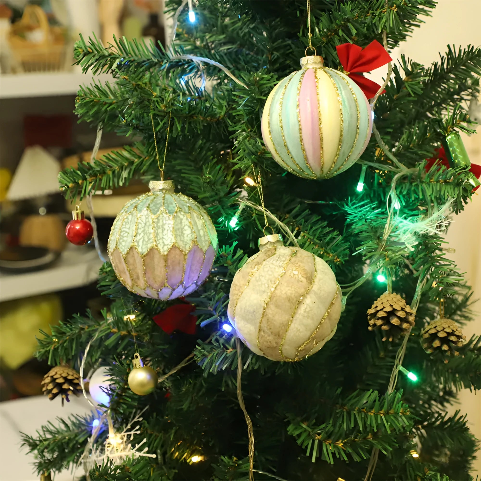 D10CM old silver painted glass Christmas ball pendant with grinding defect, three colour options