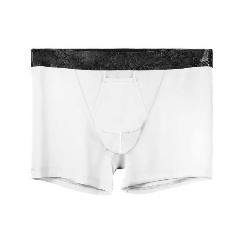 Men's ice silk nylon underwear boyshorts in mid-waist design available in five solid colours