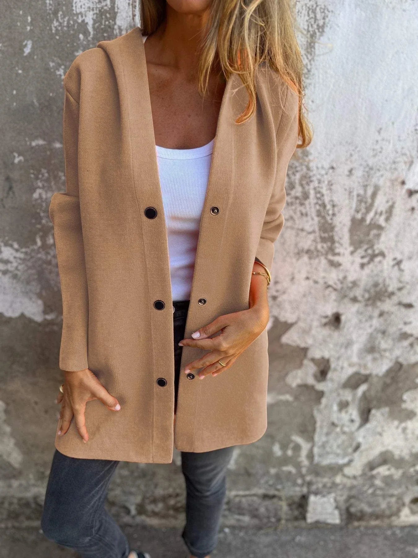 A cozy, hooded cardigan jacket in a variety of stylish colors and sizes