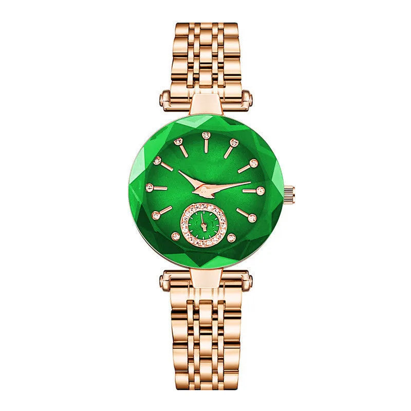 Women's fashion simple cut quartz watch with steel band, 30mm dial, alloy case, mineral glass, available in multiple colours