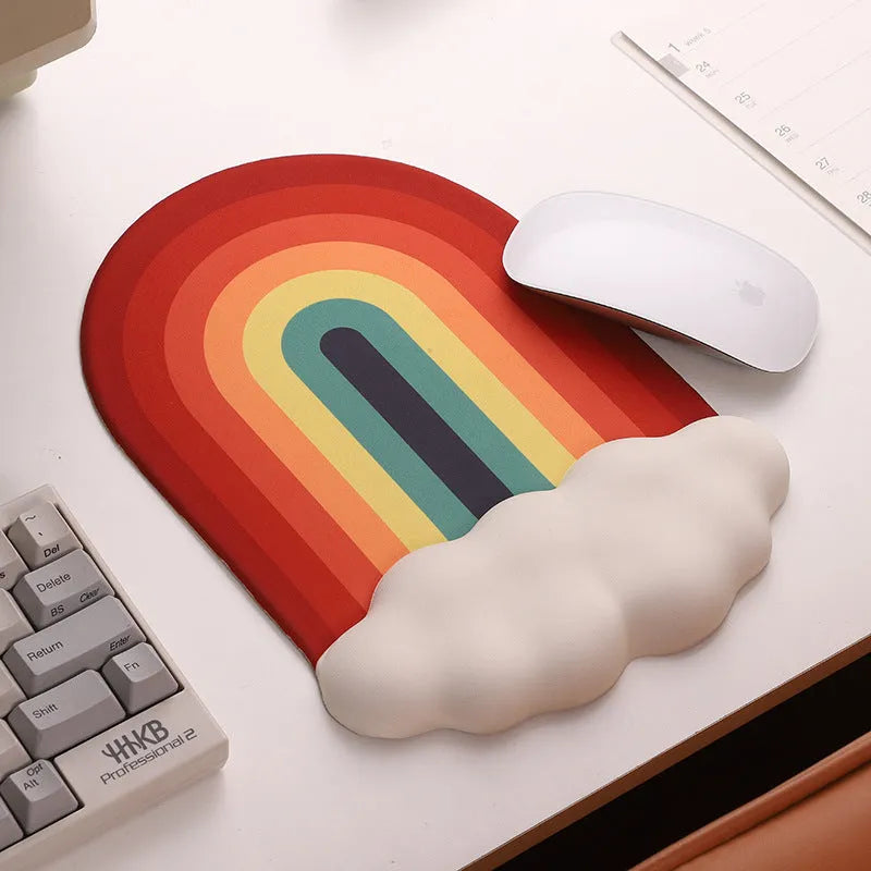 Cloud pattern silicone wrister mouse pad and keyboard support set in white, black, grey, or red designs