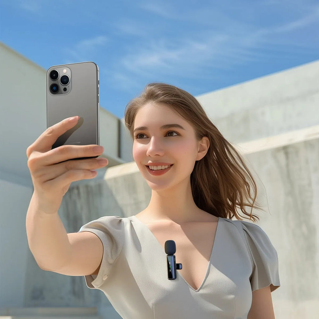 H65 Wireless Collar Clip Microphone three-in-one with type-C Apple adapter for Android Apple devices